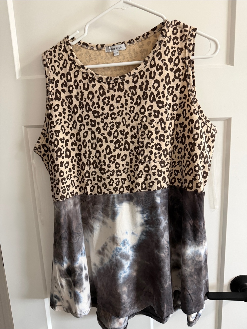 white birch Leopard Print & Tie-Dye Sleeveless Tank Top - Beige/Brown/Black